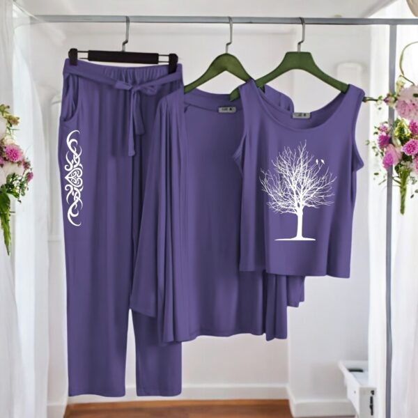 3 Pieces Red Printed Night Fabric : Pure Cotton Jersey - Image 3