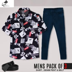 PACK OF 3  LUNCHING MEN  PENT,  SHIRT & BELT