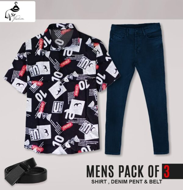 PACK OF 3  LUNCHING MEN  PENT,  SHIRT & BELT