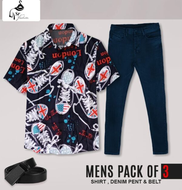 PACK OF 3  LUNCHING MEN  PENT,  SHIRT & BELT - Image 3