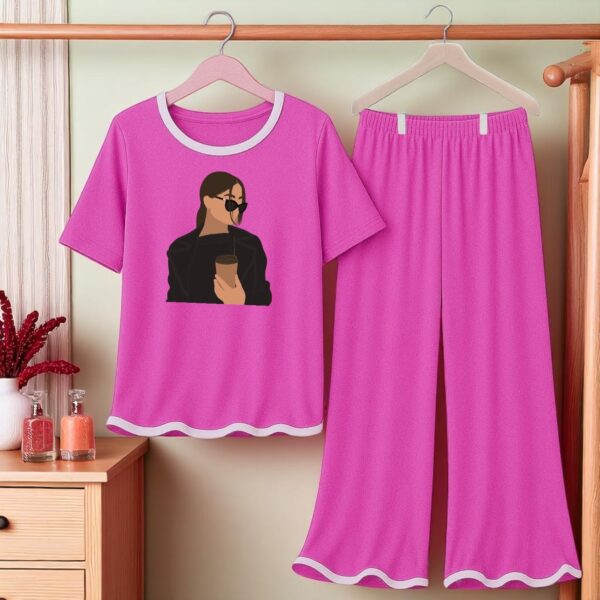 Pink 2 piece Trendy lounge wear for Women - Image 2