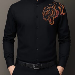 Black Shirt with Tiger Print